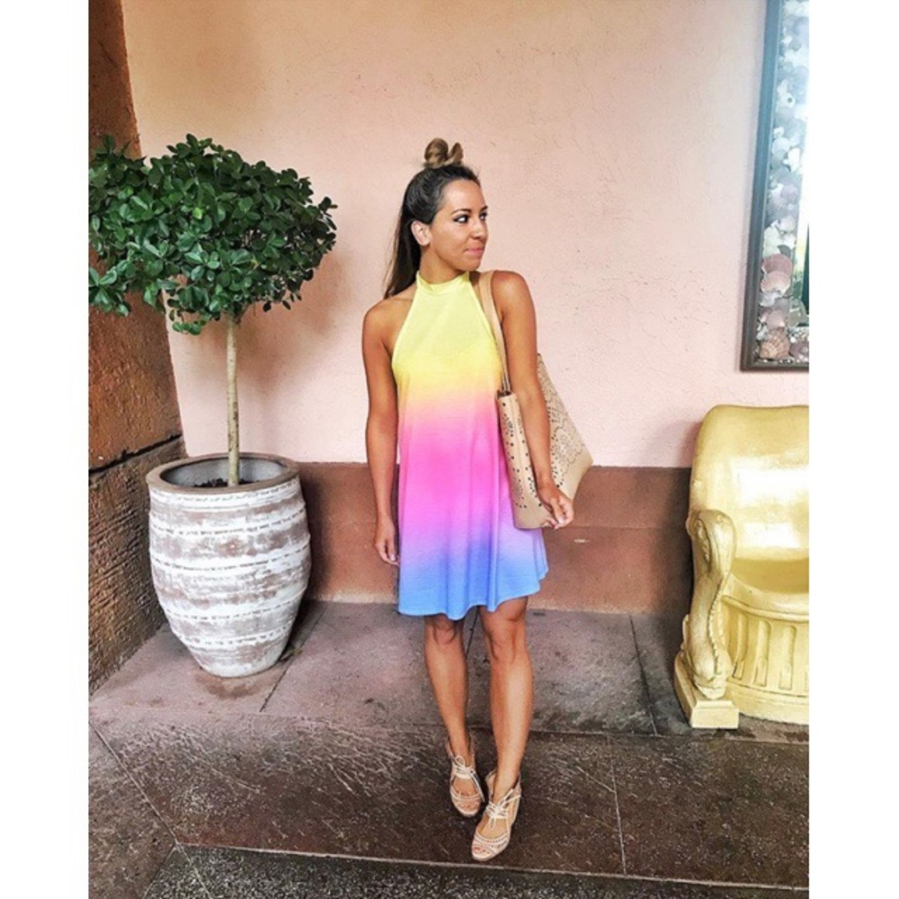 ASOS Rainbow Ombré Halter Beach Coverup